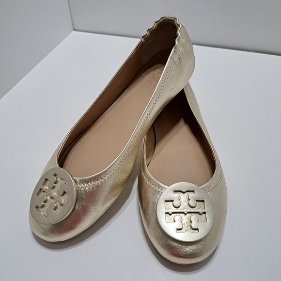 Tory Burch Metallic Gold Ballet Flats Size 7.5 M - Picture 8 of 16